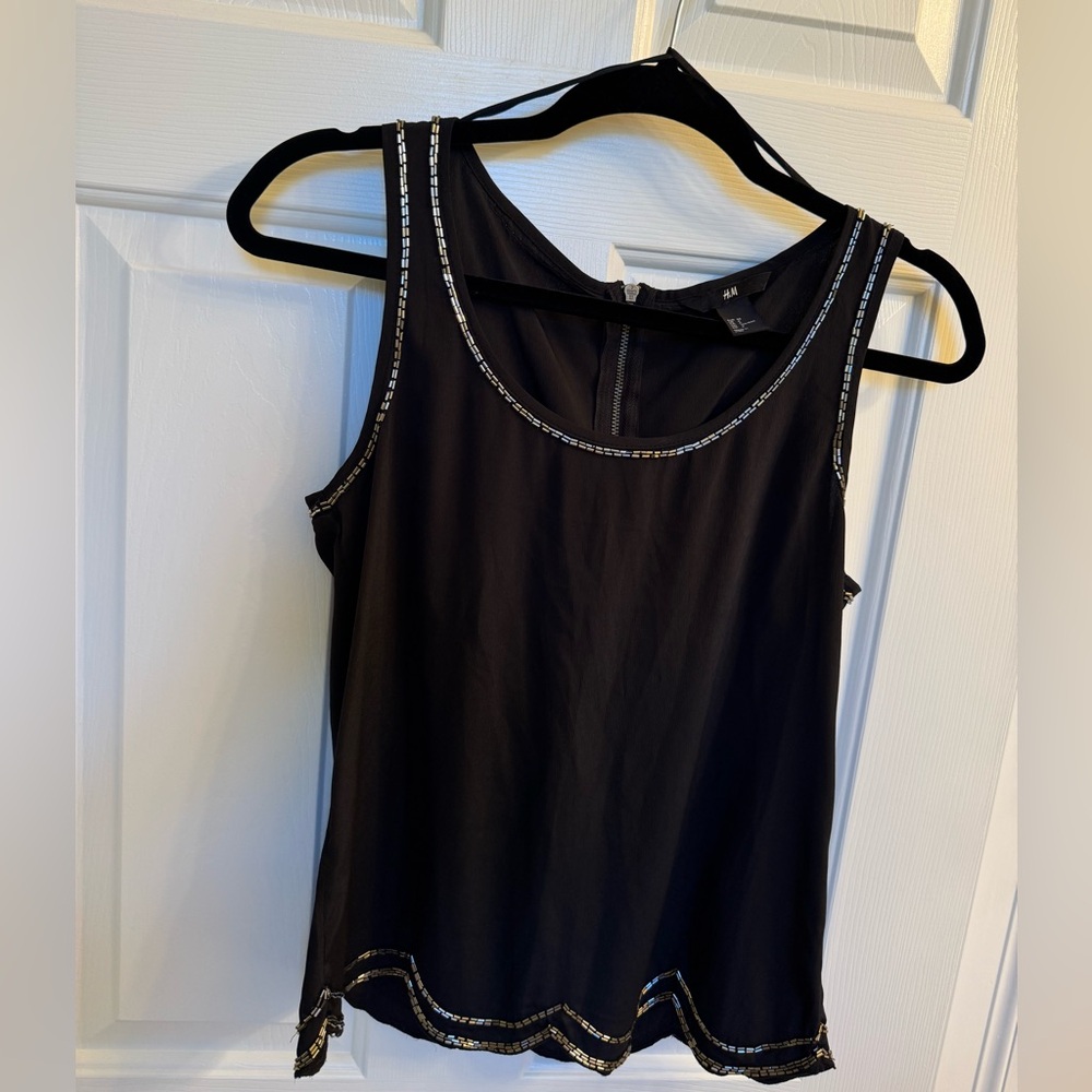 H&M Beaded Scalloped Top